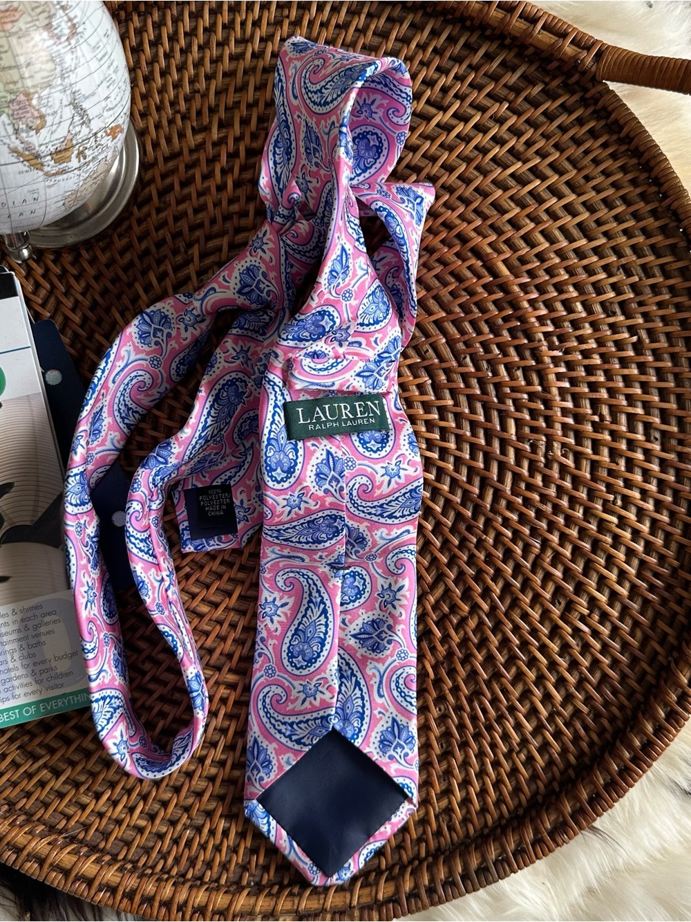 Lauren Ralph Lauren Pink Blue Paisley Neck Tie